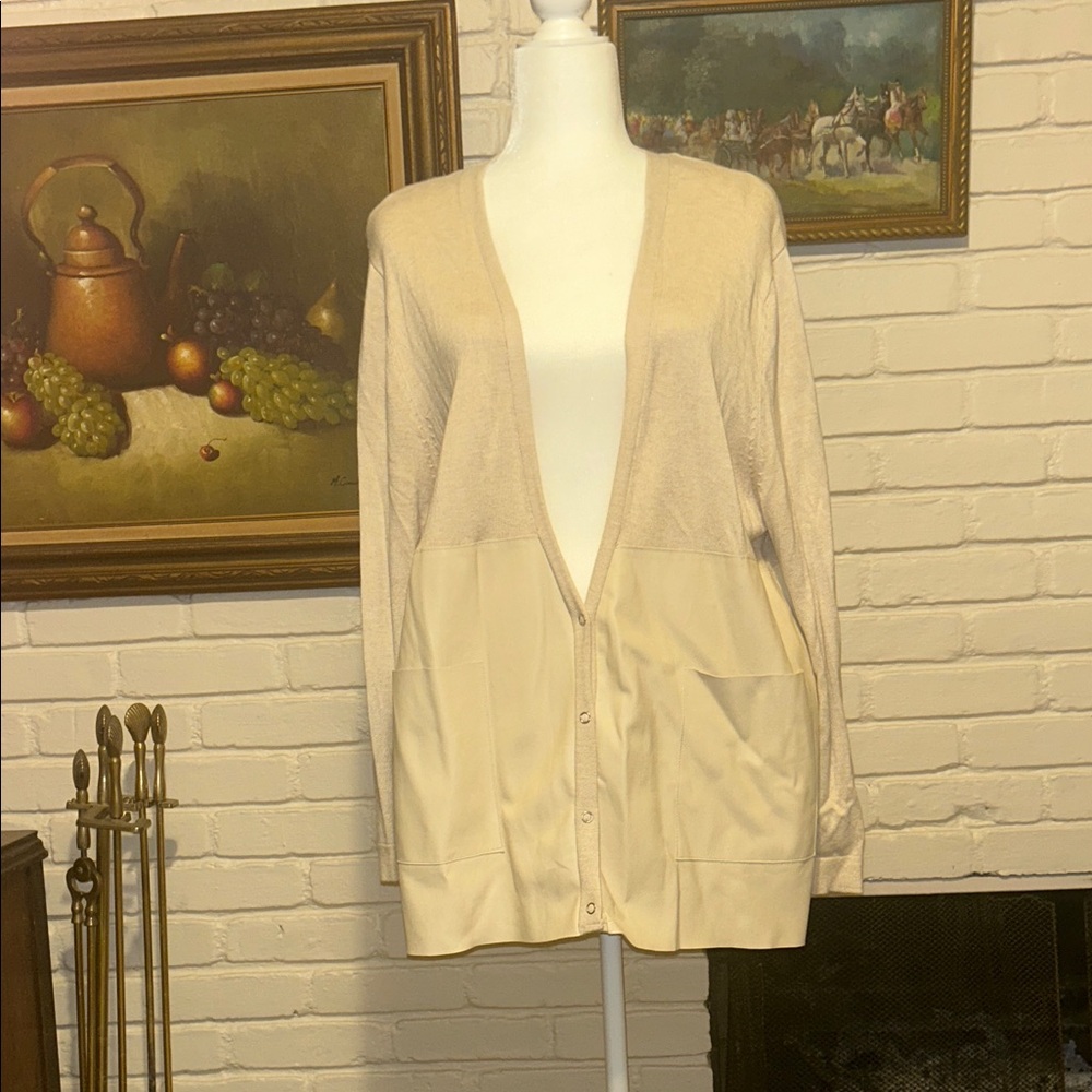 Zara Beige Button-Up Cardigan